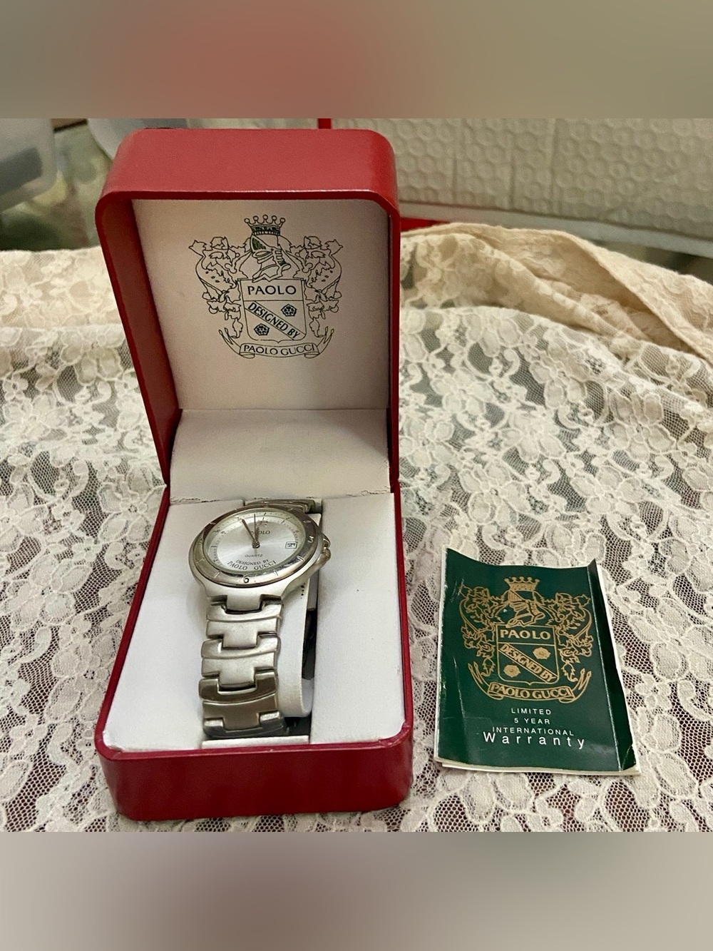 Paolo Gucci PG509WB Quartz Silver Tone Men’s Watch with Original Box